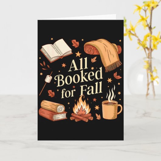All Booked For Fall Books Coffee Fall Leaves Pumpk Kaart (Gele Bloem)