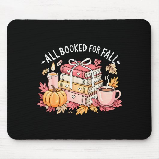 All Booked For Fall Books Coffee Fall Leaves Pumpk Muismat (Voorkant)