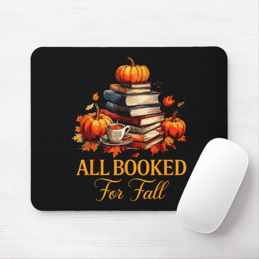 All Booked For Fall Books Coffee Fall Leaves Pumpk Muismat (Met muis)