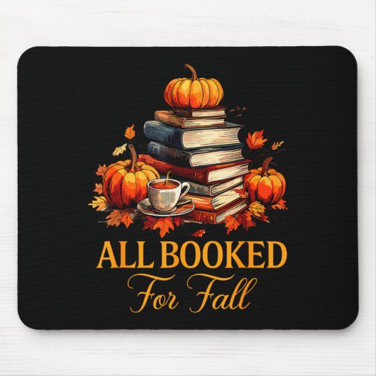 All Booked For Fall Books Coffee Fall Leaves Pumpk Muismat (Voorkant)