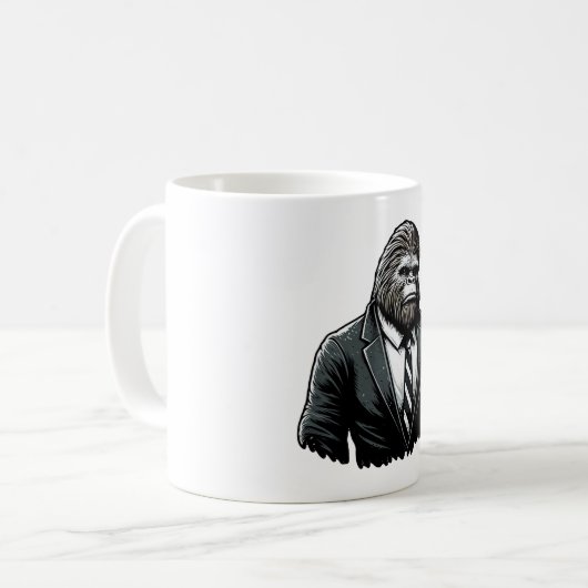 All Business Bigfoot - Grappig Stijlvol Sasquatch Koffiemok (Voorkant links)