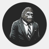 All Business Bigfoot - Grappig Stijlvol Sasquatch Ronde Sticker (Voorkant)