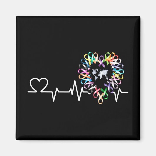 All Cancer Matters Bewustmakingsdag Heartbeat Ribb Magneet (Voorkant)