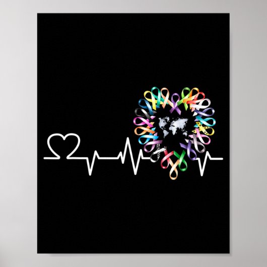 All Cancer Matters Bewustmakingsdag Heartbeat Ribb Poster (Voorkant)