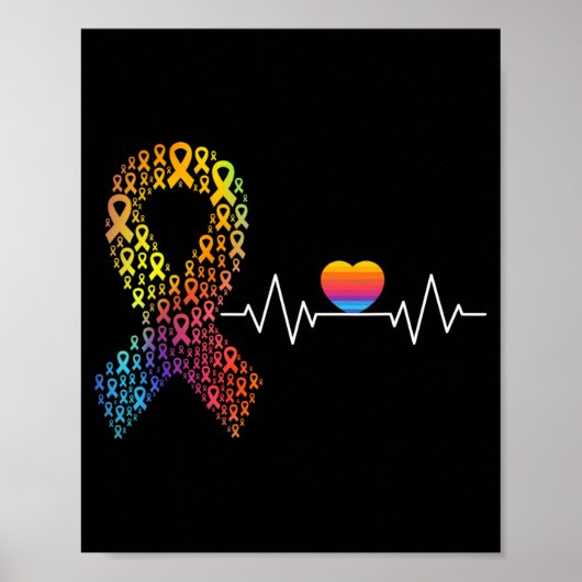 All Cancer Matters Bewustmakingsdag Heartbeat Ribb Poster (Voorkant)