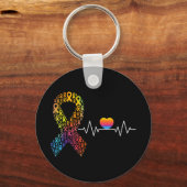 All Cancer Matters Bewustmakingsdag Heartbeat Ribb Sleutelhanger (Voorkant)