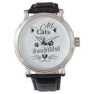 All Cats Are Beautiful – Minimal Cute Cat Design Horloge