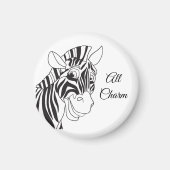 "All Charm" Lively Zebra Black & White Trendy Magneet (Voorkant)