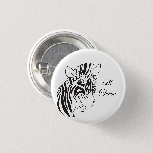 "All Charm" Schattige Zebra Zwart & Wit Trendy Ronde Button 3,2 Cm (Voorkant /achterkant)