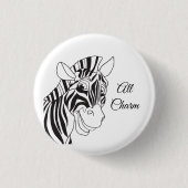 "All Charm" Schattige Zebra Zwart & Wit Trendy Ronde Button 3,2 Cm (Voorkant)