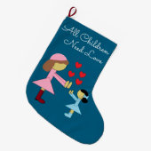 All Children Need Love:  Deep Sea Blue Grote Kerstsok (Voorkant (Hangend))