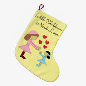 All Children Need Love:  Light Yellow Grote Kerstsok (Voorkant (Hangend))