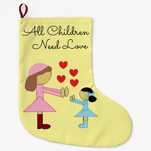 All Children Need Love:  Light Yellow Grote Kerstsok (Voorkant)
