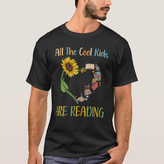 All Cool Kids Are Reading Book Nerd Reading Teache T-shirt (Voorkant)