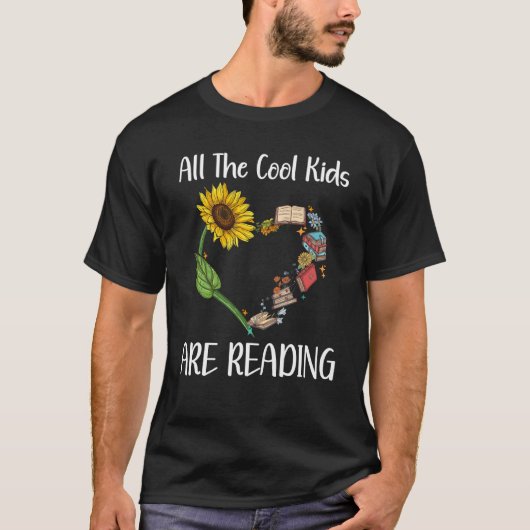 All Cool Kids Are Reading Book Nerd Reading Teache T-shirt (Voorkant)