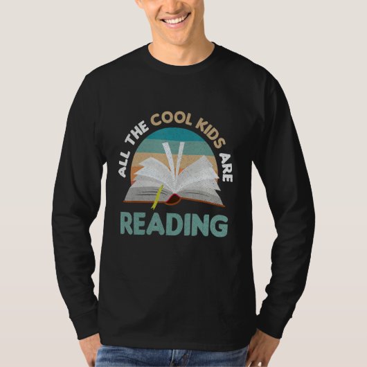 All Cool Kids Are Reading Funny Reader Bookworm Bo T-shirt (Voorkant)