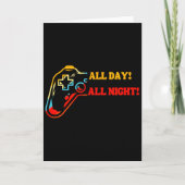 All Day-all Night Gamer Tee – Funny Gift For Conso Kaart (Voorkant)