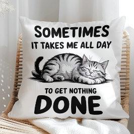 "All Day Doing Nothing" Funny Lazy Cat Kussen