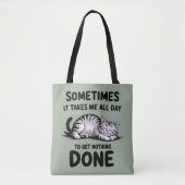 "All Day Doing Nothing" Funny Lazy Cat Tote Bag (Voorkant)