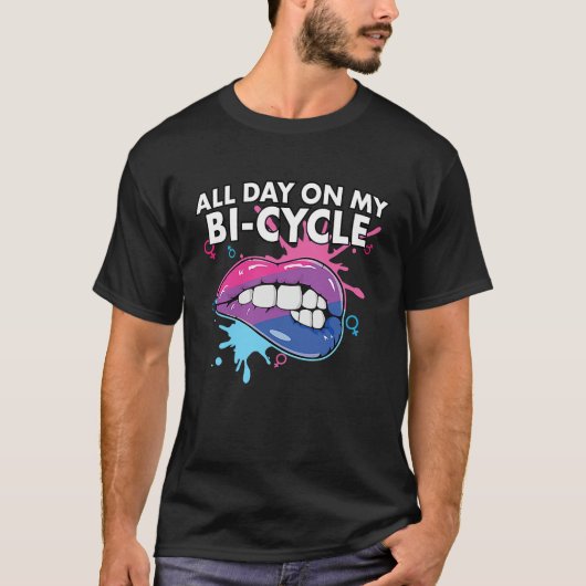 All Day On My Bi cycle Bisexual Rainbow Pride LGBT T-shirt (Voorkant)
