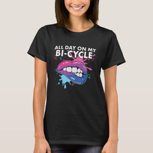 All Day On My Bi cycle Bisexual Rainbow Pride LGBT T-shirt (Voorkant)