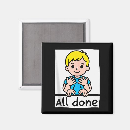 All Done Sign Language Cartoon Communication Aid A Magneet (Voorkant / Achterkant)