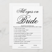 All eyes on Bride Simple Bridal Shower Game Kaart (Voorkant / Achterkant)