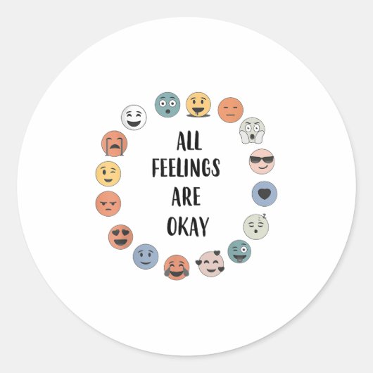 All Feelings Are Okay School Teacher Psychologist  Ronde Sticker (Voorkant)