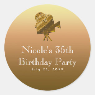 All Gold Cinema & Stars Hollywood-feestartikel Ronde Sticker