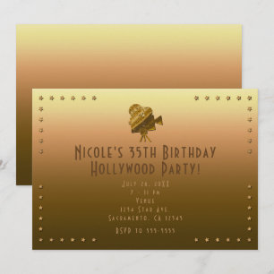 All Gold Cinema & Stars Hollywood-feestuitnodiging Kaart