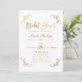 All Gold Faux Folie Bruiloftsshowerscript Type Kaart (Staand voorkant)