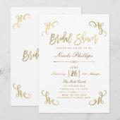 All Gold Faux Folie Bruiloftsshowerscript Type Kaart (Voorkant / Achterkant)
