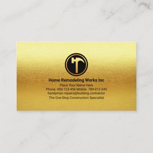 All Gold Handyman Signage Lijst Visitekaartje (Achterkant)