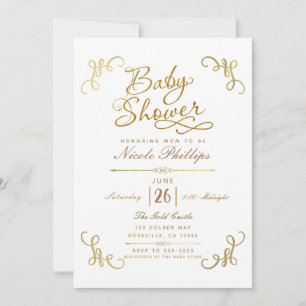 All Gold Nep Folie Baby Shower Uitnodiging Tekst T