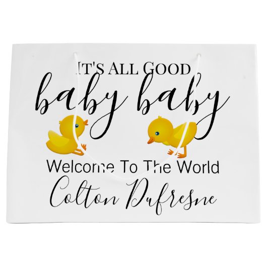 "All Good Baby Baby" Persoonlijke Baby Groot Cadeauzakje (Voorkant)