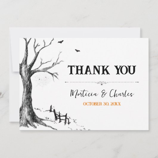 All Hallows Eve Halloween Boom Bruiloft Bedankkaart (Voorkant)