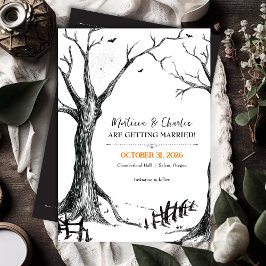 All Hallows Eve Halloween Boom Huwelijk Save The Date