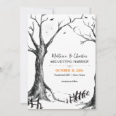 All Hallows Eve Halloween Boom Huwelijk Save The Date (Voorkant)