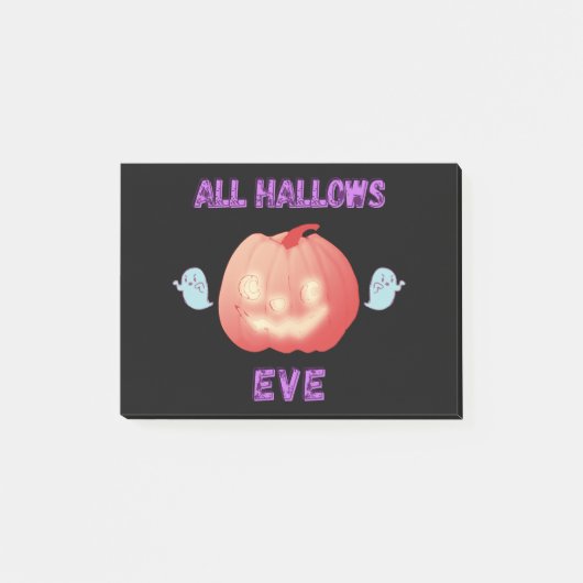 All Hallows Eve Halloween Pompoen en spoken Post-it® Notes (Voorkant)