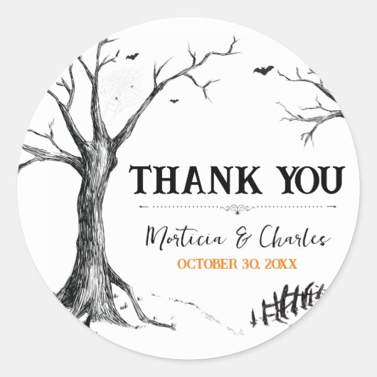 All Hallows Eve Halloween Tree Wedding Favoriet Ronde Sticker (Voorkant)