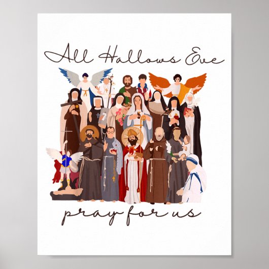 All Hallows Eve Pray For Us Halloween Catholic Sai Poster (Voorkant)