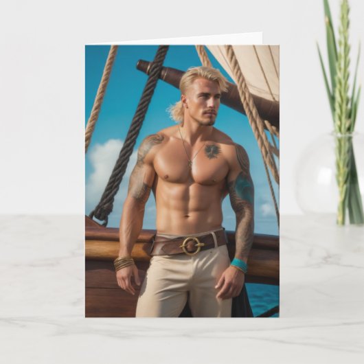 All Hands on Deck Hot Guy Greetings Card Kaart (Voorkant)