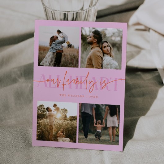 All Heart Orange Pink Multi Photo Valentines Day  Feestdagenkaart