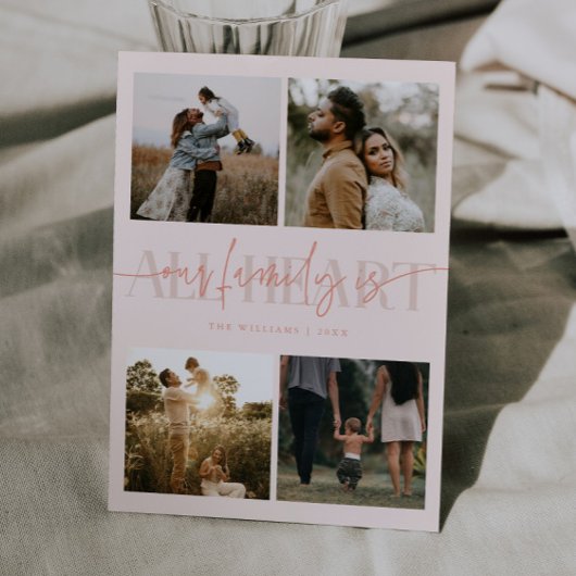 All Heart Peach Multi Photo Valentines Day Feestdagenkaart