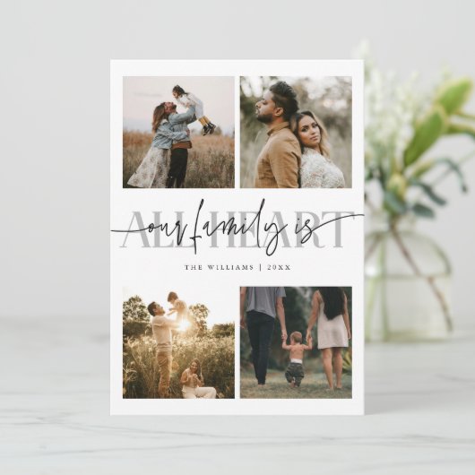 All Heart White Multi Photo Valentines Day Feestdagenkaart (Staand voorkant)