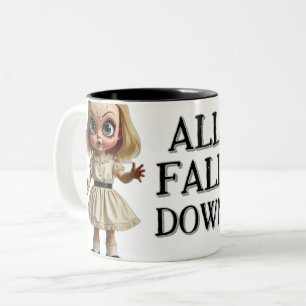ALL HERFST DOWN White Funny Sayings Horror Tweekleurige Koffiemok