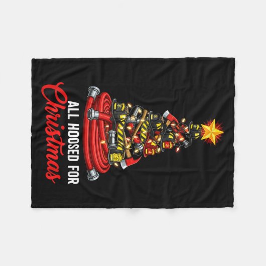 All Hoosed Christmas Firefighter Tree Shirt, Firem Fleece Deken (Voorkant (Horizontaal))