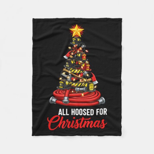 All Hoosed Christmas Firefighter Tree Shirt, Firem Fleece Deken (Voorkant)