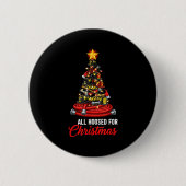 All Hoosed Christmas Firefighter Tree Shirt, Firem Ronde Button 5,7 Cm (Voorkant)