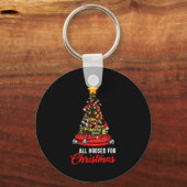All Hoosed Christmas Firefighter Tree Shirt, Firem Sleutelhanger (Voorkant)